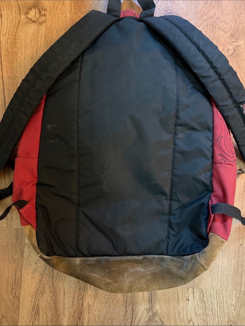 Jansport Red Canvas Backpack with Brown Suede Base - Picture 4 of 4
